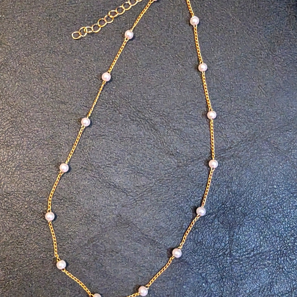 Elegant Goldtone Faux Pearl Necklace